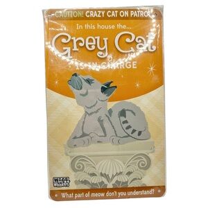 🆕 Wags n’ Whiskers Grey Cat “Beware of the Cat” Tin Sign